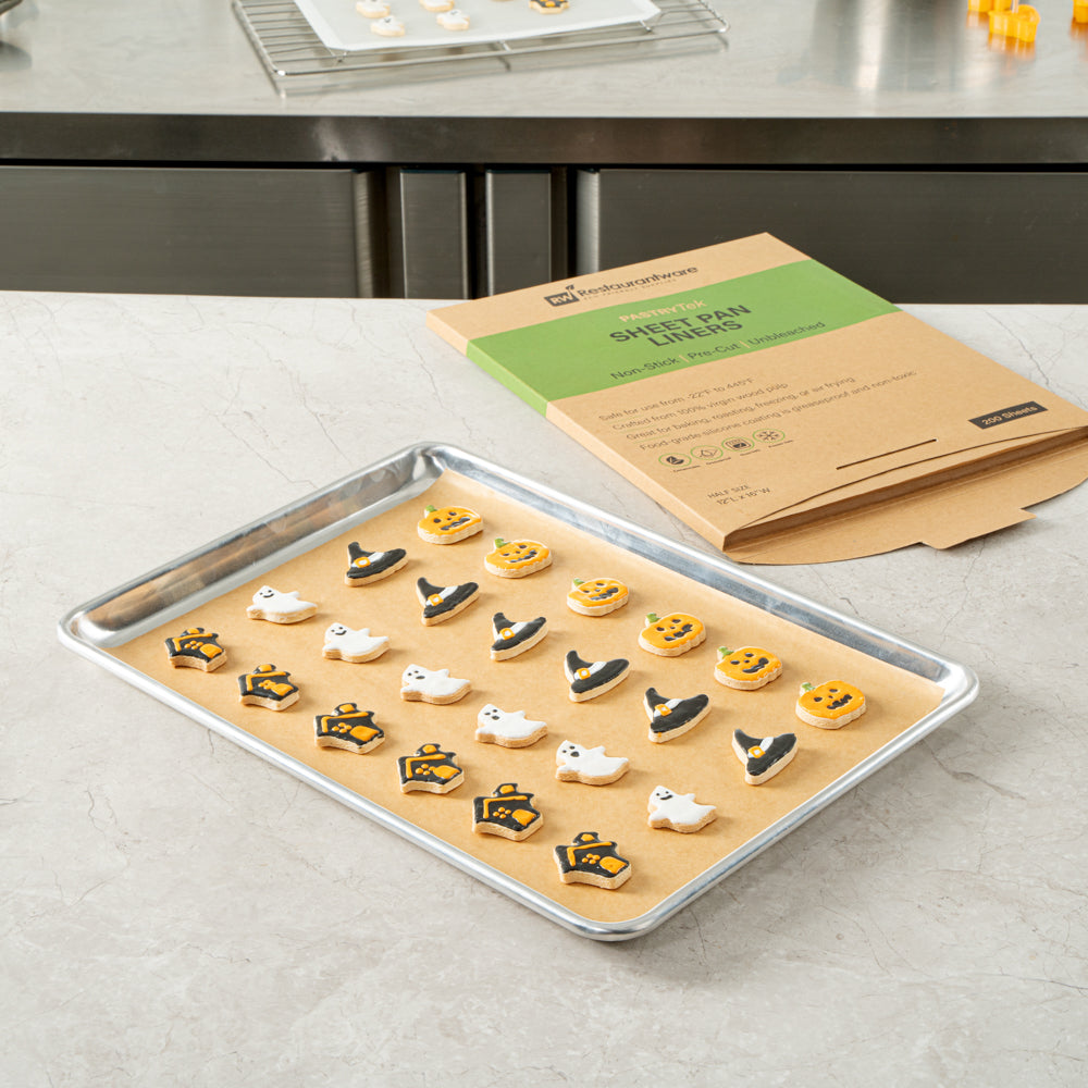 Pastry Tek Unbleached Parchment Paper Half Size Sheet Pan Liner - Silicone Coated - 12" x 16" - 1000 count box