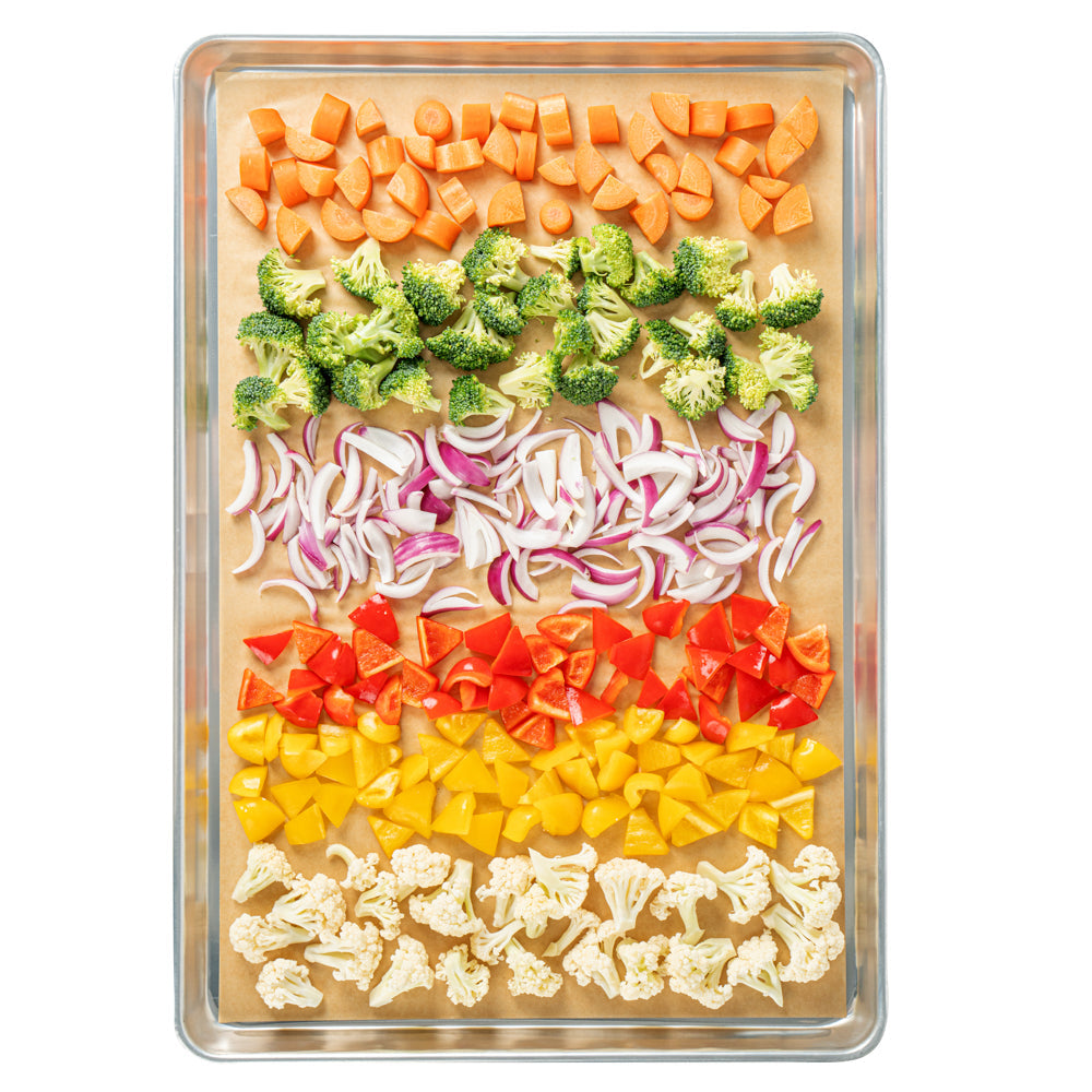 Pastry Tek Unbleached Parchment Paper Full Size Sheet Pan Liner - Silicone Coated, Compostable - 16" x 24" - 200 count box