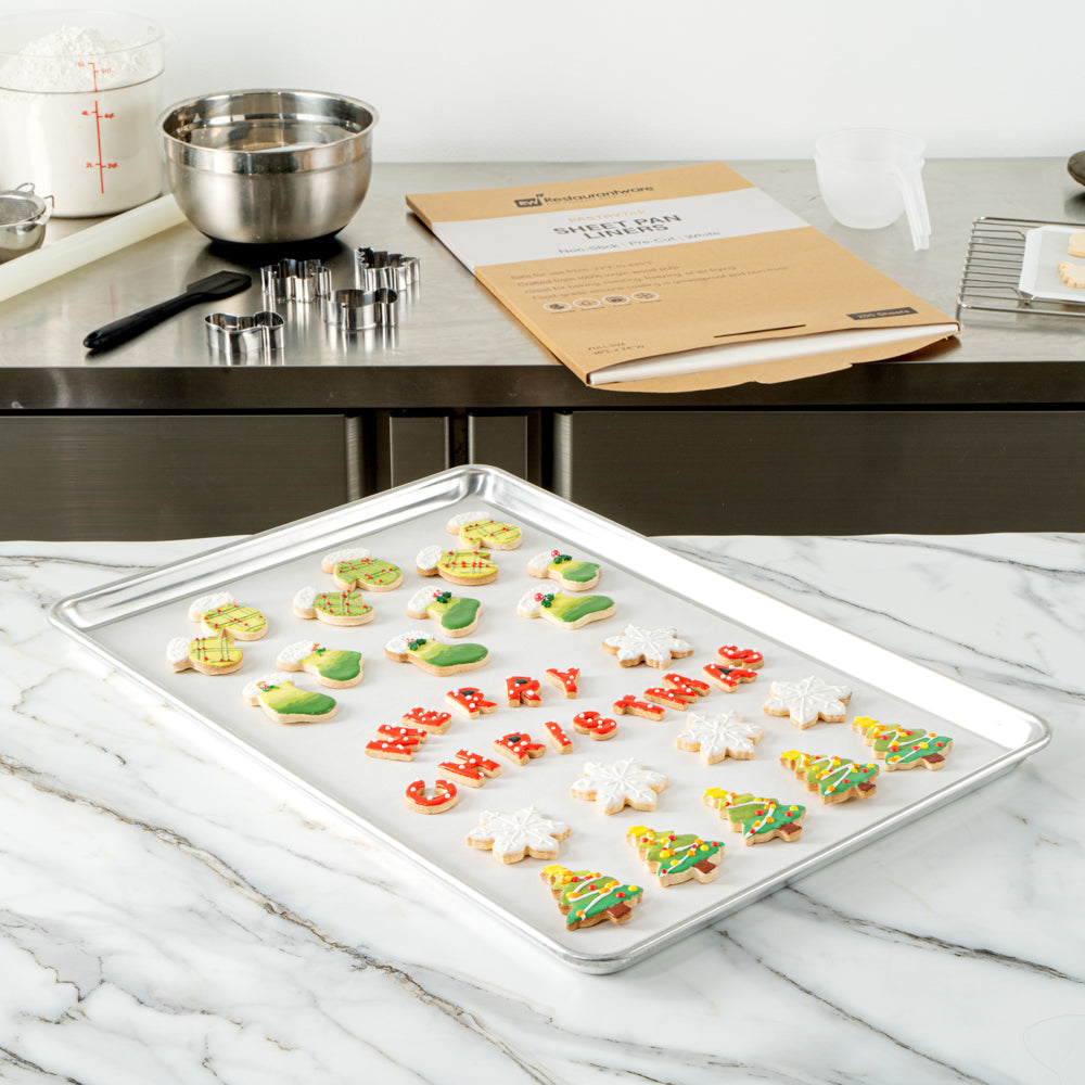 Pastry Tek White Parchment Paper Full Size Sheet Pan Liner - Silicone Coated, Compostable - 16" x 24" - 1000 count box