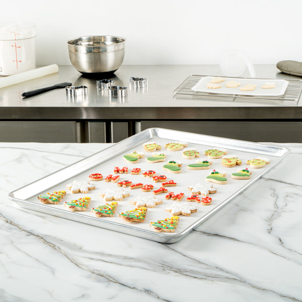 Pastry Tek White Parchment Paper Full Size Sheet Pan Liner - Silicone Coated, Compostable - 16" x 24" - 1000 count box