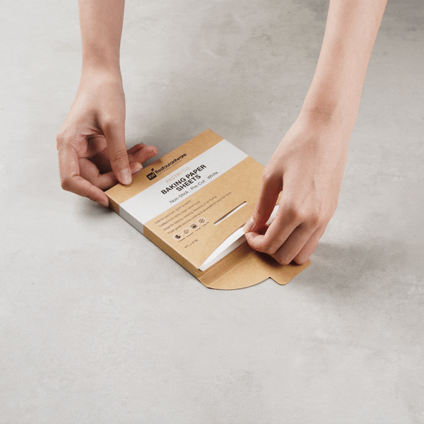 Pastry Tek White Parchment Paper Baking Sheet - Precut, Silicone Coated, Compostable - 5" x 5" - 200 count box