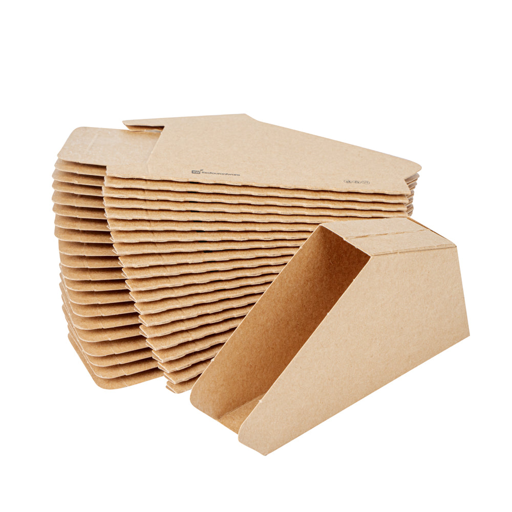 Bio Tek Kraft Paper Small Taco Holder - Greaseproof - 4" x 1 1/4" x 2 1/4" - 200 count box