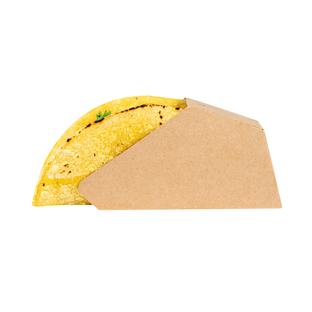 Bio Tek Kraft Paper Small Taco Holder - Greaseproof - 4" x 1 1/4" x 2 1/4" - 200 count box
