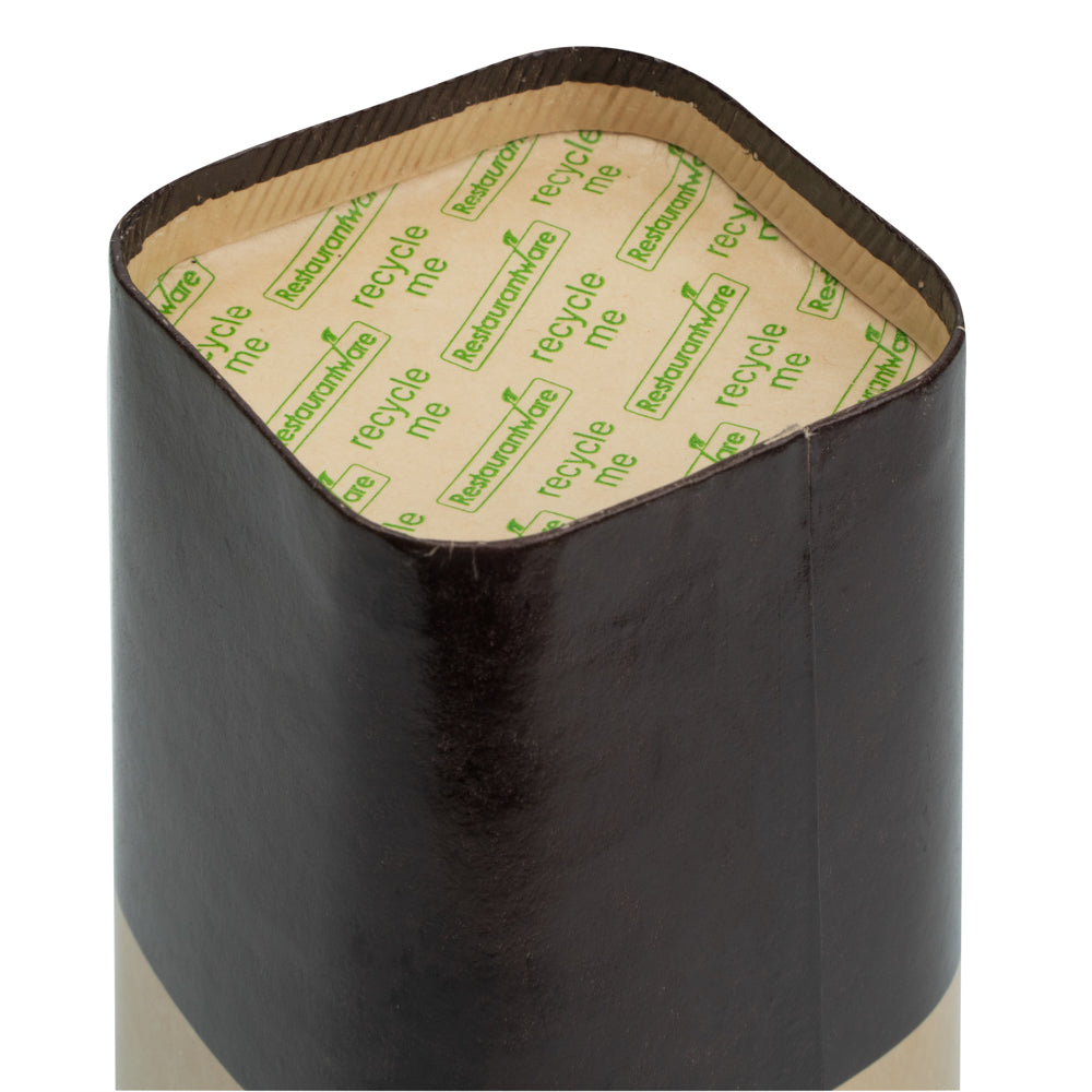 Hip 2 Be Square 16 oz Kraft and Brown Paper Hot / Cold Drinking Cup - Single Wall - 3 1/4" x 3 1/4" x 5 1/2" - 25 count box