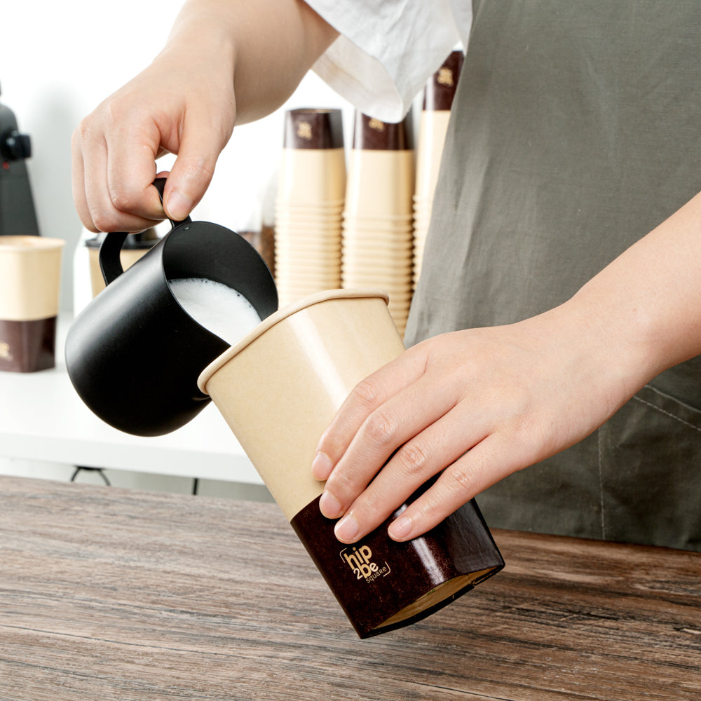 Hip 2 Be Square 16 oz Kraft and Brown Paper Hot / Cold Drinking Cup - Single Wall - 3 1/4" x 3 1/4" x 5 1/2" - 500 count box