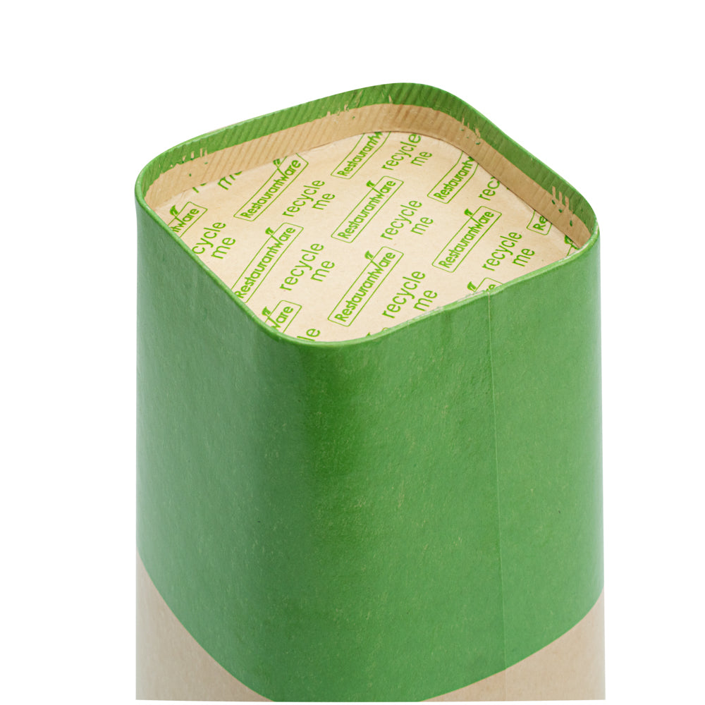 Hip 2 Be Square 16 oz Kraft and Green Paper Hot / Cold Drinking Cup - Single Wall - 3 1/4" x 3 1/4" x 5 1/2" - 500 count box