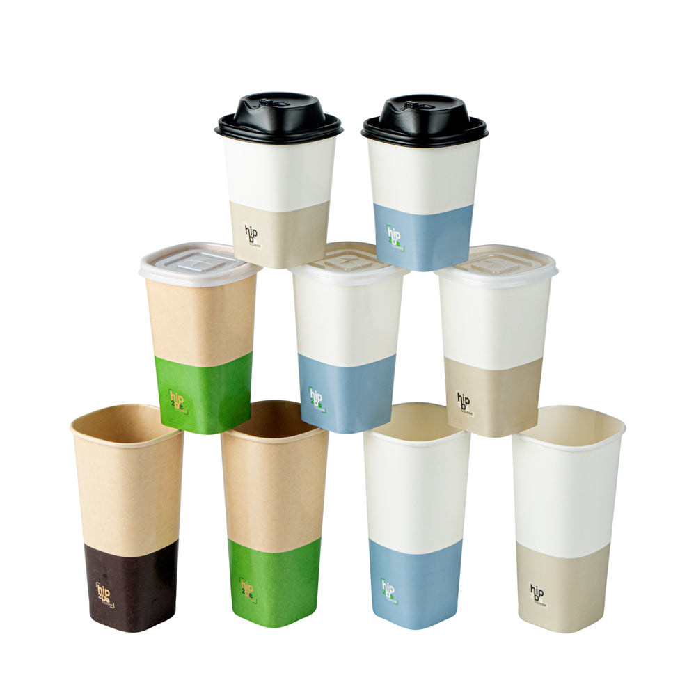 Hip 2 Be Square Frosted Plastic Straw Lid - Fits 12, 16 and 22 oz - 25 count box