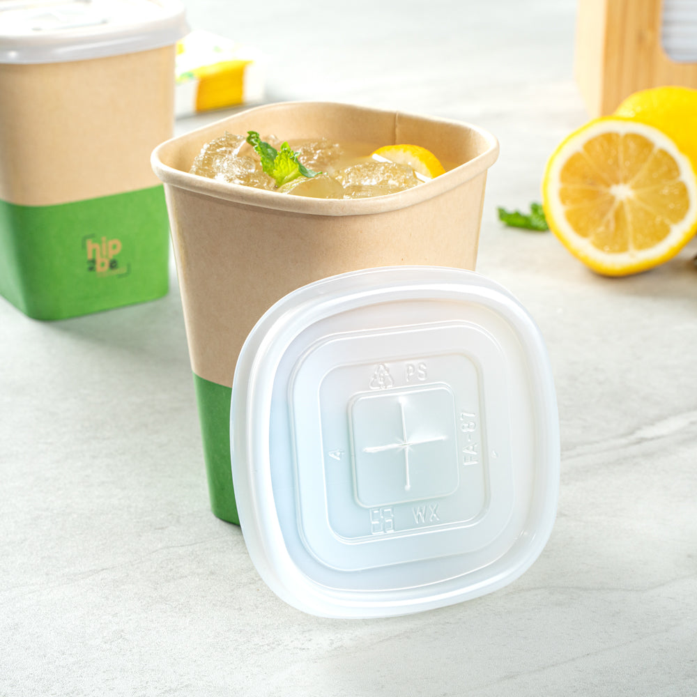 Hip 2 Be Square Frosted Plastic Straw Lid - Fits 12, 16 and 22 oz - 25 count box