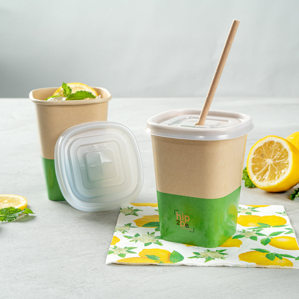 Hip 2 Be Square Frosted Plastic Straw Lid - Fits 12, 16 and 22 oz - 25 count box