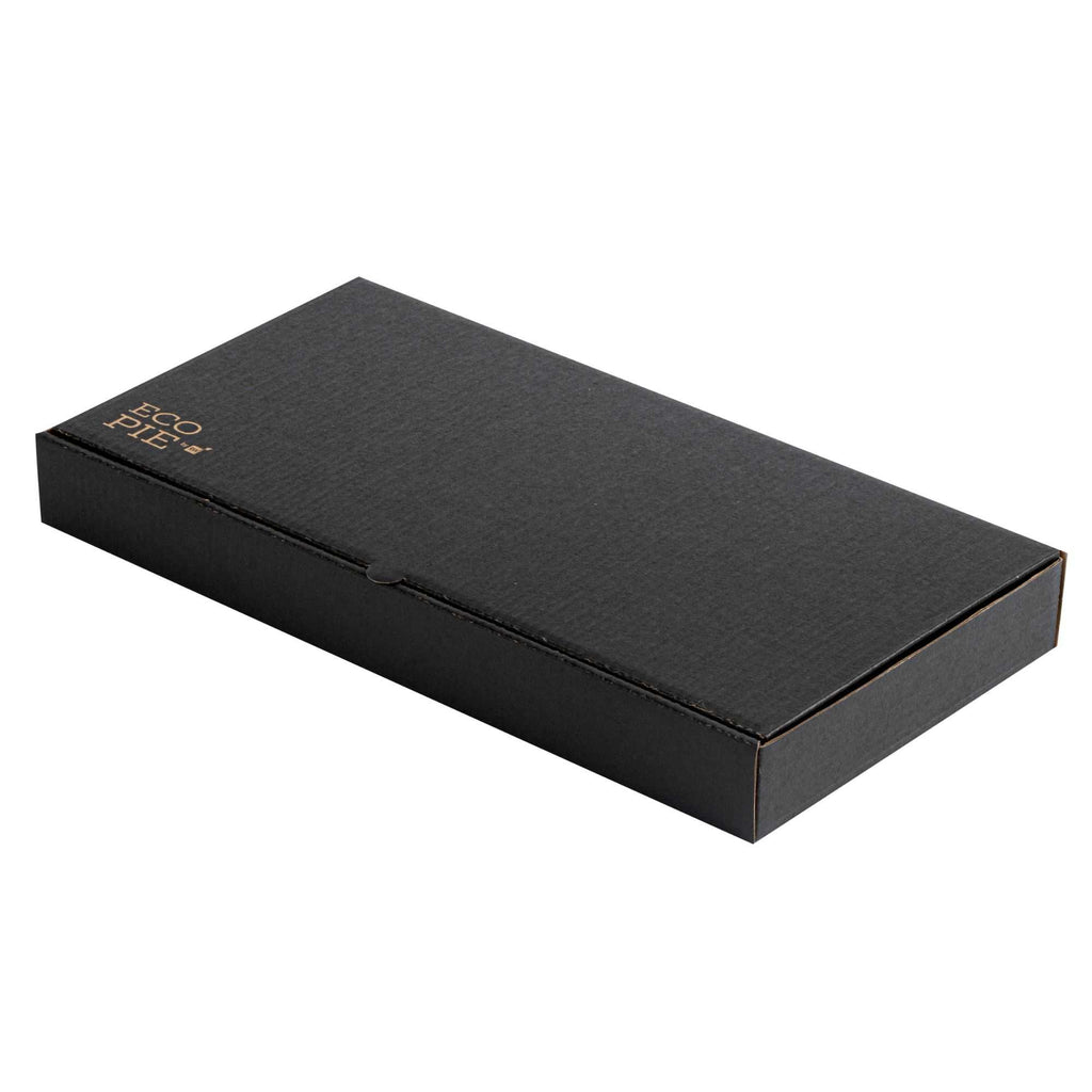 Eco Pie Kraft and Black Paper Corrugated Flatbread Box - 14" x 7" x 1 1/2" - 50 count box