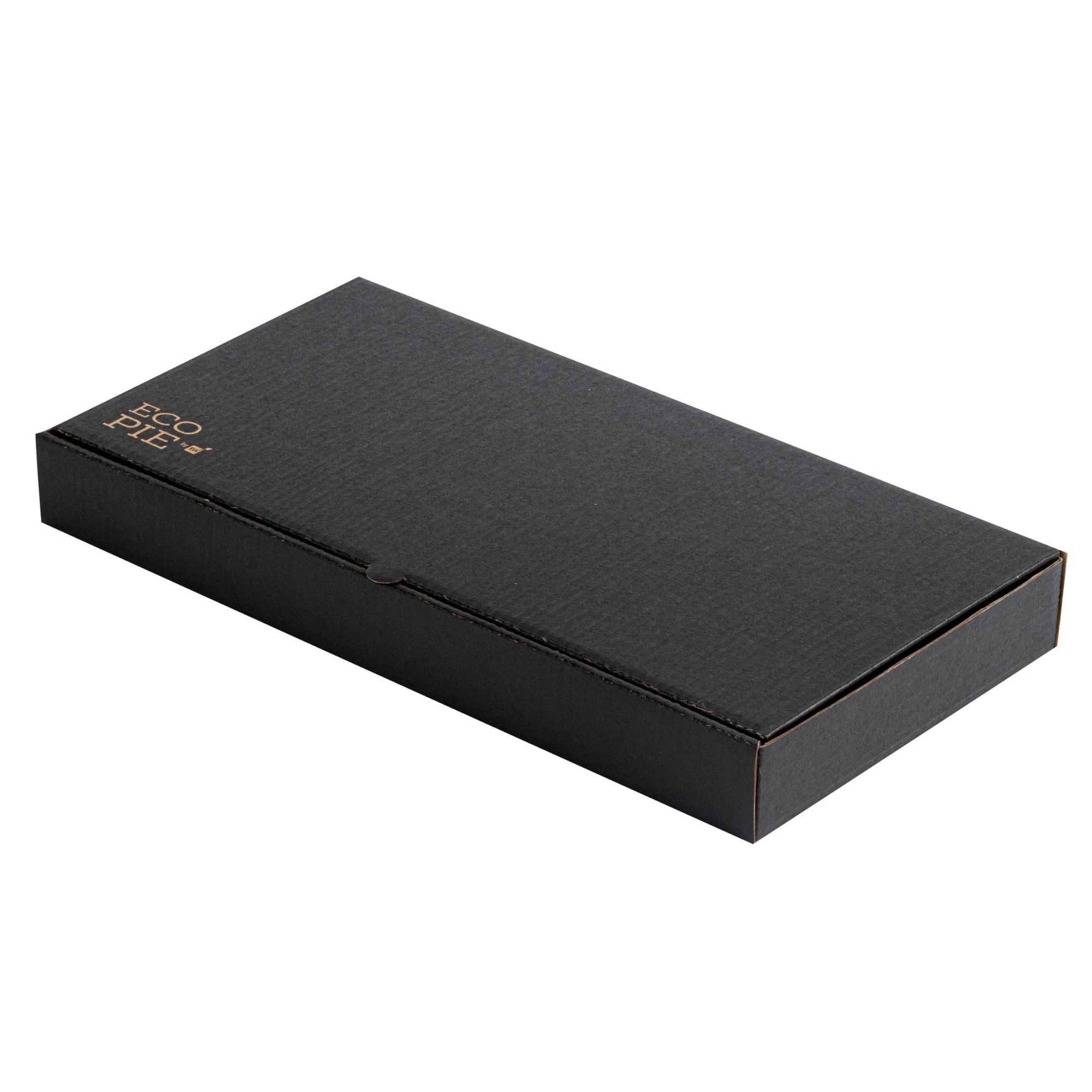 Eco Pie Kraft and Black Paper Corrugated Flatbread Box - 14" x 7" x 1 1/2" - 50 count box