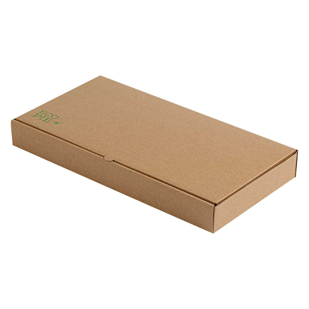 Eco Pie Kraft Paper Corrugated Flatbread Box - 14" x 7" x 1 1/2" - 50 count box