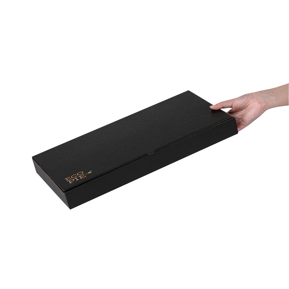 Eco Pie Kraft and Black Paper Corrugated Flatbread Box - 16" x 8" x 1 1/2" - 50 count box
