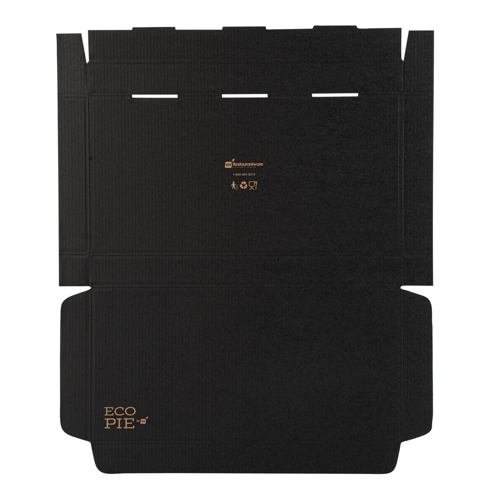 Eco Pie Kraft and Black Paper Corrugated Flatbread Box - 16" x 8" x 1 1/2" - 50 count box