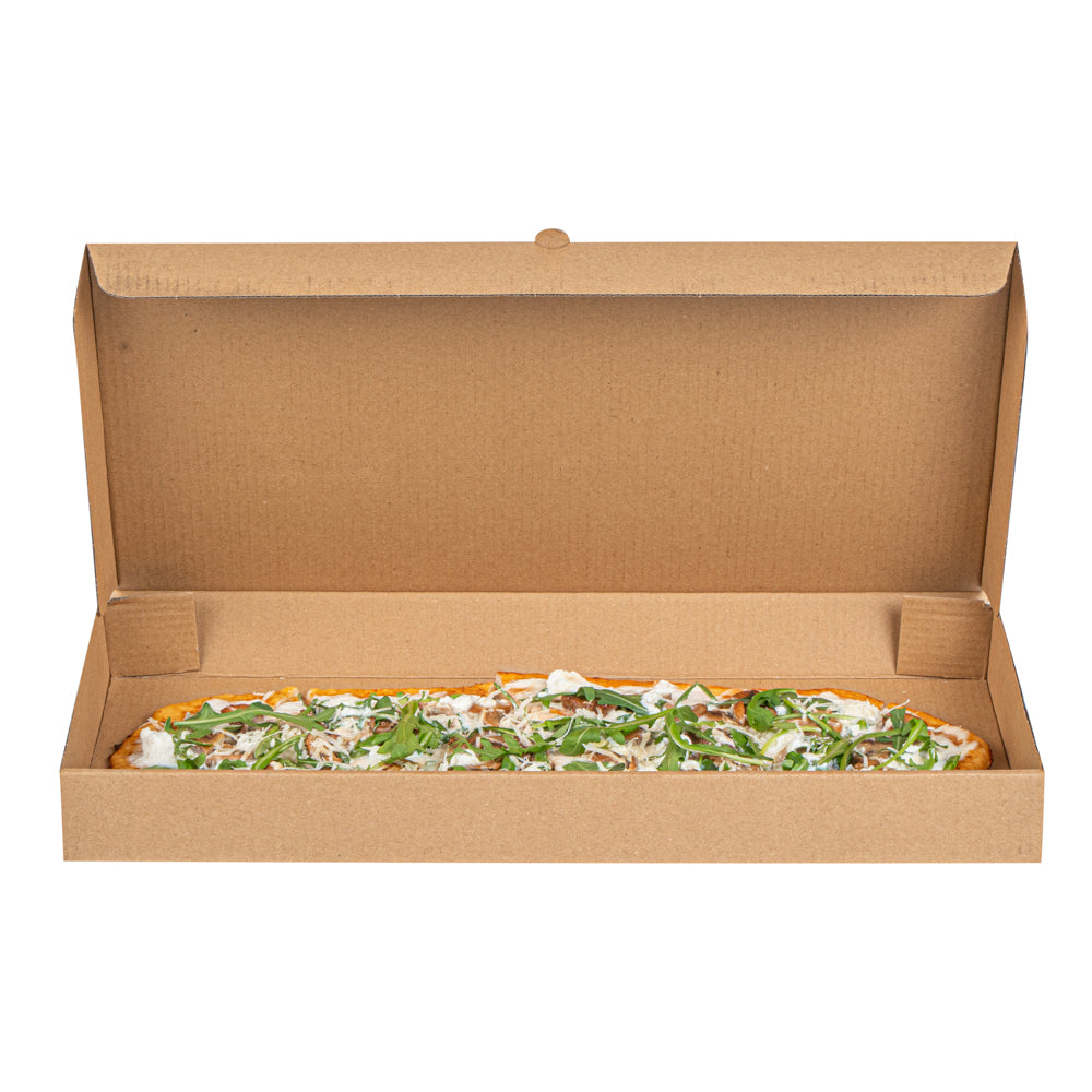 Eco Pie Kraft Paper Corrugated Flatbread Box - 16" x 8" x 1 1/2" - 50 count box