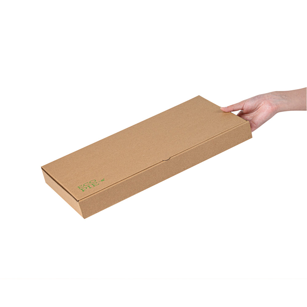 Eco Pie Kraft Paper Corrugated Flatbread Box - 16" x 8" x 1 1/2" - 50 count box
