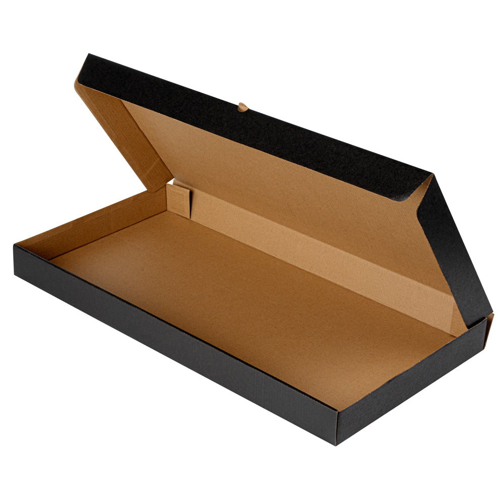 Eco Pie Kraft and Black Paper Corrugated Flatbread Box - 24" x 8" x 2" - 50 count box