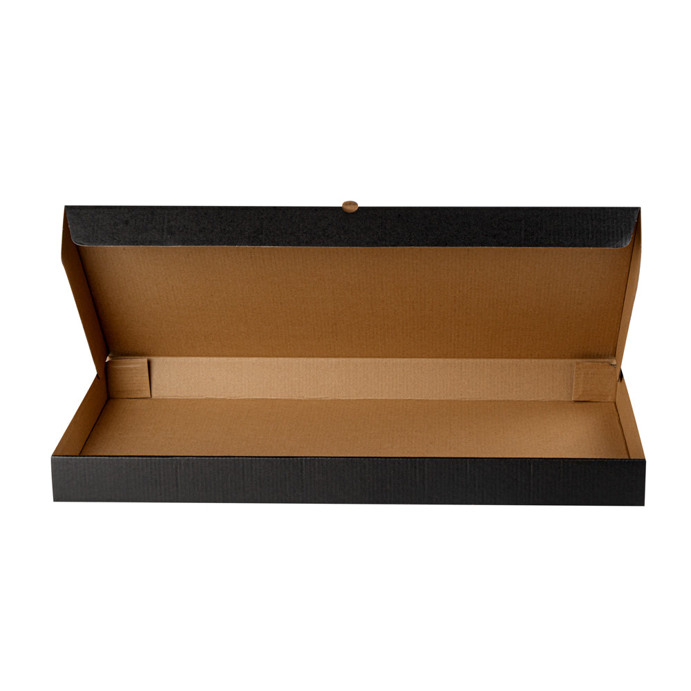 Eco Pie Kraft and Black Paper Corrugated Flatbread Box - 24" x 8" x 2" - 50 count box