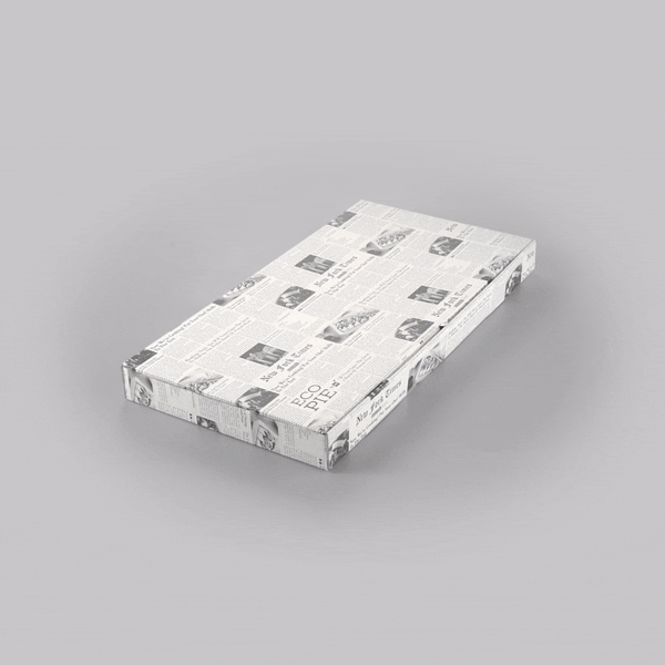 Eco Pie Newsprint and White Paper Corrugated Flatbread Box - 24" x 8" x 2" - 50 count box