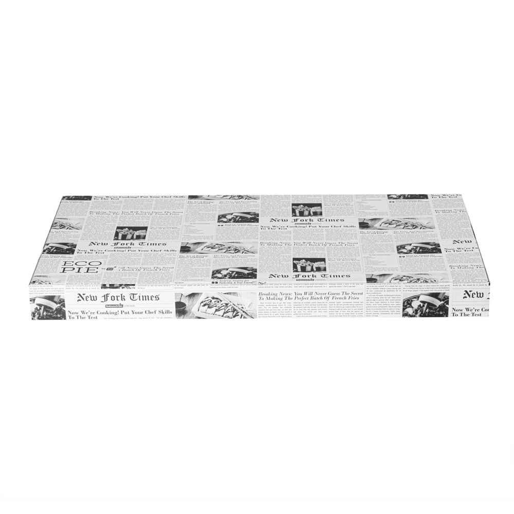 Eco Pie Newsprint and White Paper Corrugated Flatbread Box - 24" x 8" x 2" - 50 count box
