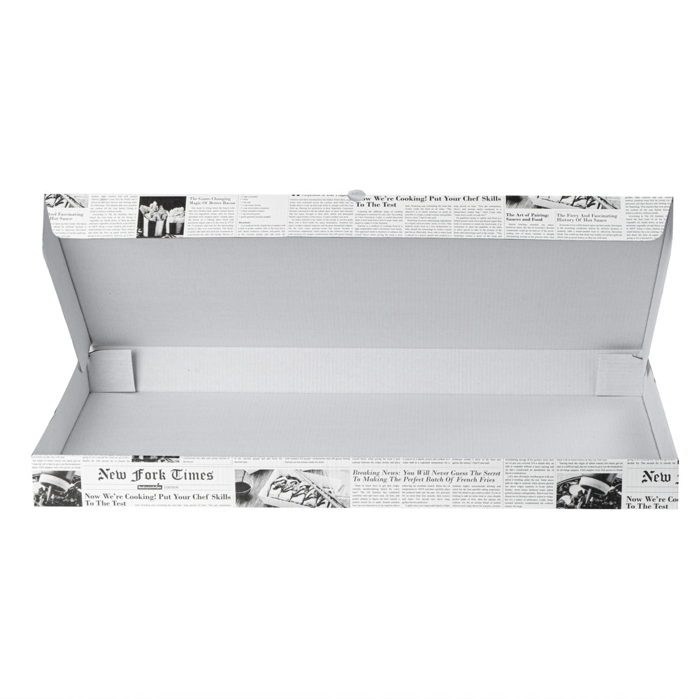 Eco Pie Newsprint and White Paper Corrugated Flatbread Box - 24" x 8" x 2" - 50 count box