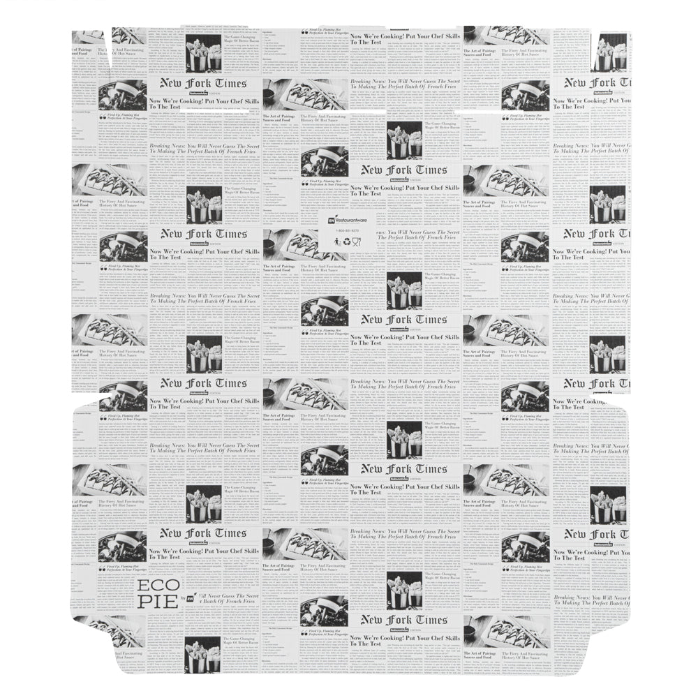 Eco Pie Newsprint and White Paper Corrugated Flatbread Box - 24" x 8" x 2" - 50 count box