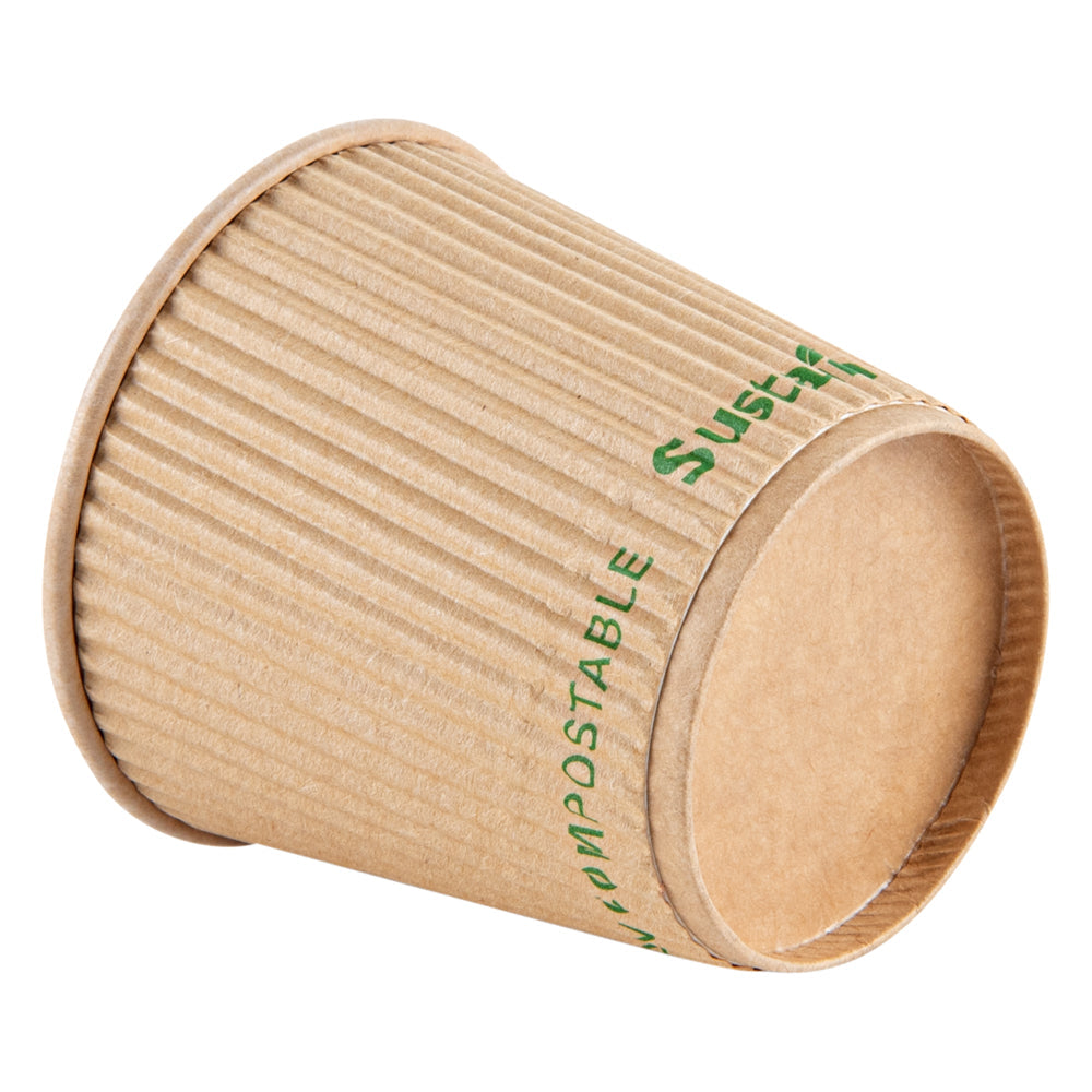 Sustain 4 oz Kraft Paper Coffee Cup - PLA Lining, Compostable, Ripple Wall - 2 1/2" x 2 1/2" x 2 1/4" - 25 count box