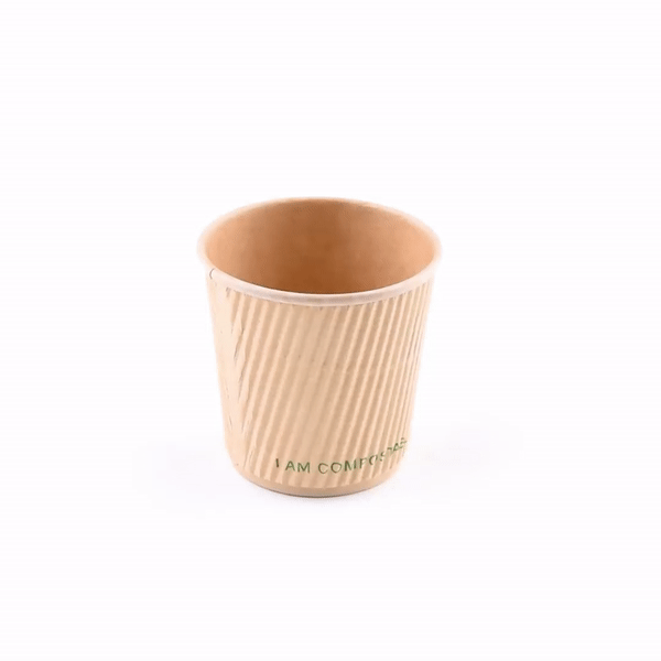 Sustain 4 oz Kraft Paper Coffee Cup - PLA Lining, Compostable, Ripple Wall - 2 1/2" x 2 1/2" x 2 1/4" - 500 count box