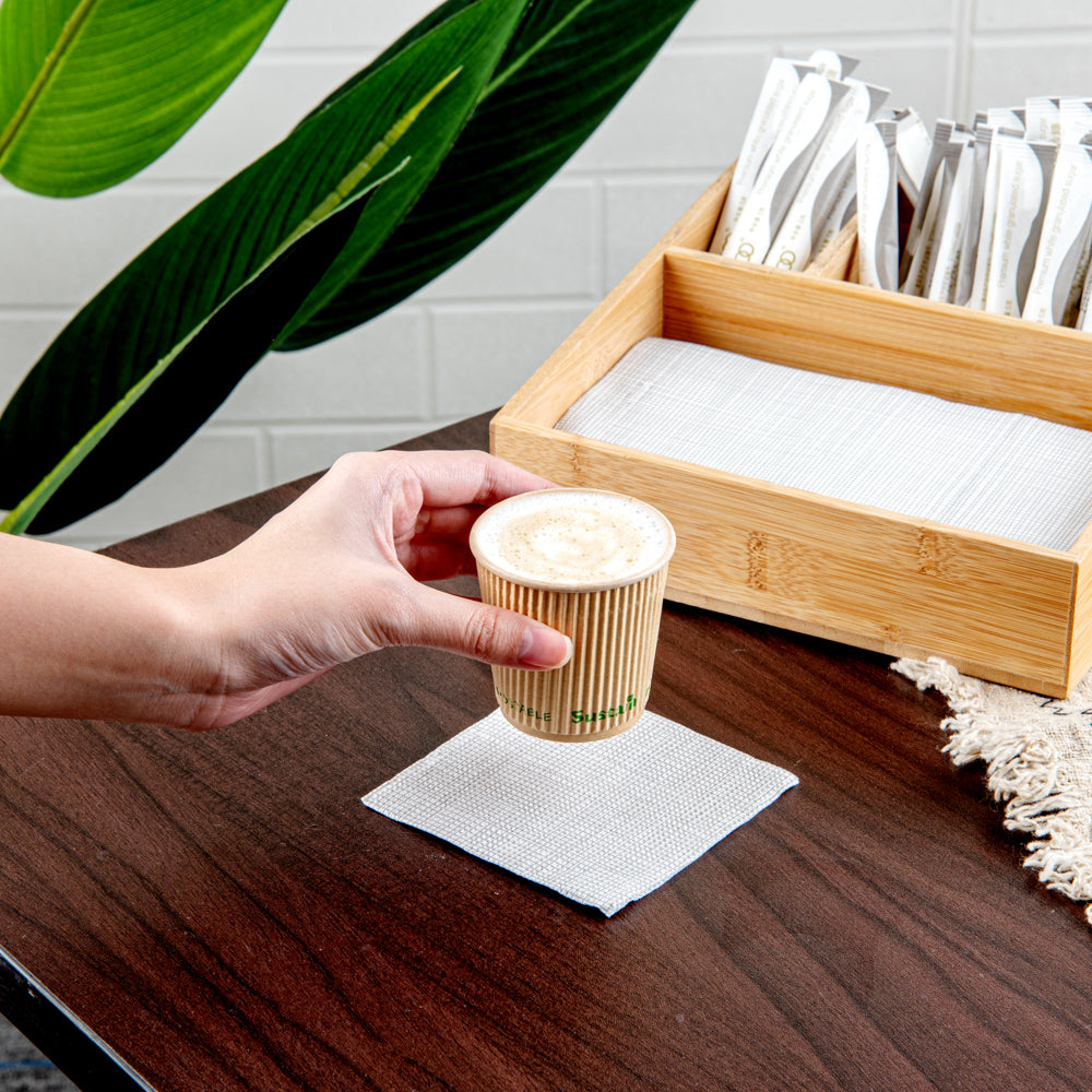 Sustain 4 oz Kraft Paper Coffee Cup - PLA Lining, Compostable, Ripple Wall - 2 1/2" x 2 1/2" x 2 1/4" - 500 count box