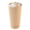 Sustain 20 oz Kraft Paper Coffee Cup - PLA Lining, Compostable, Ripple Wall - 3 1/2" x 3 1/2" x 6 1/4" - 10 count box