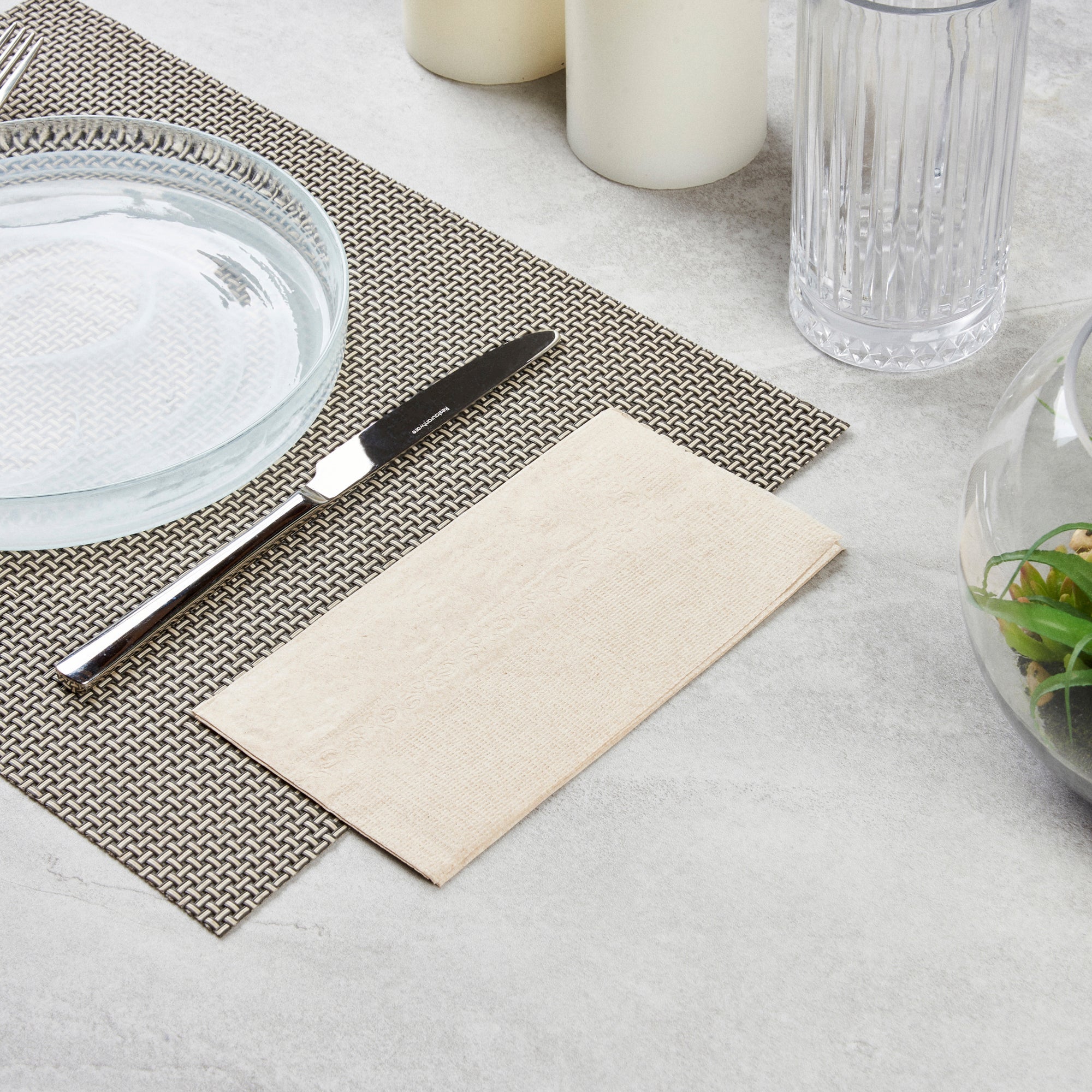 Saving Nature Rectangle Kraft Paper Dinner Napkin - 2-Ply - 17" x 15" - 3000 count box
