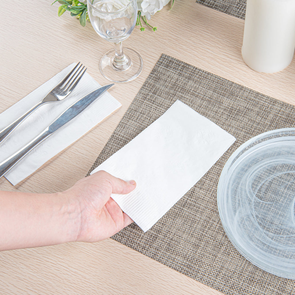 Saving Nature Rectangle White Paper Dinner Napkin - 2-Ply - 17" x 15" - 3000 count box