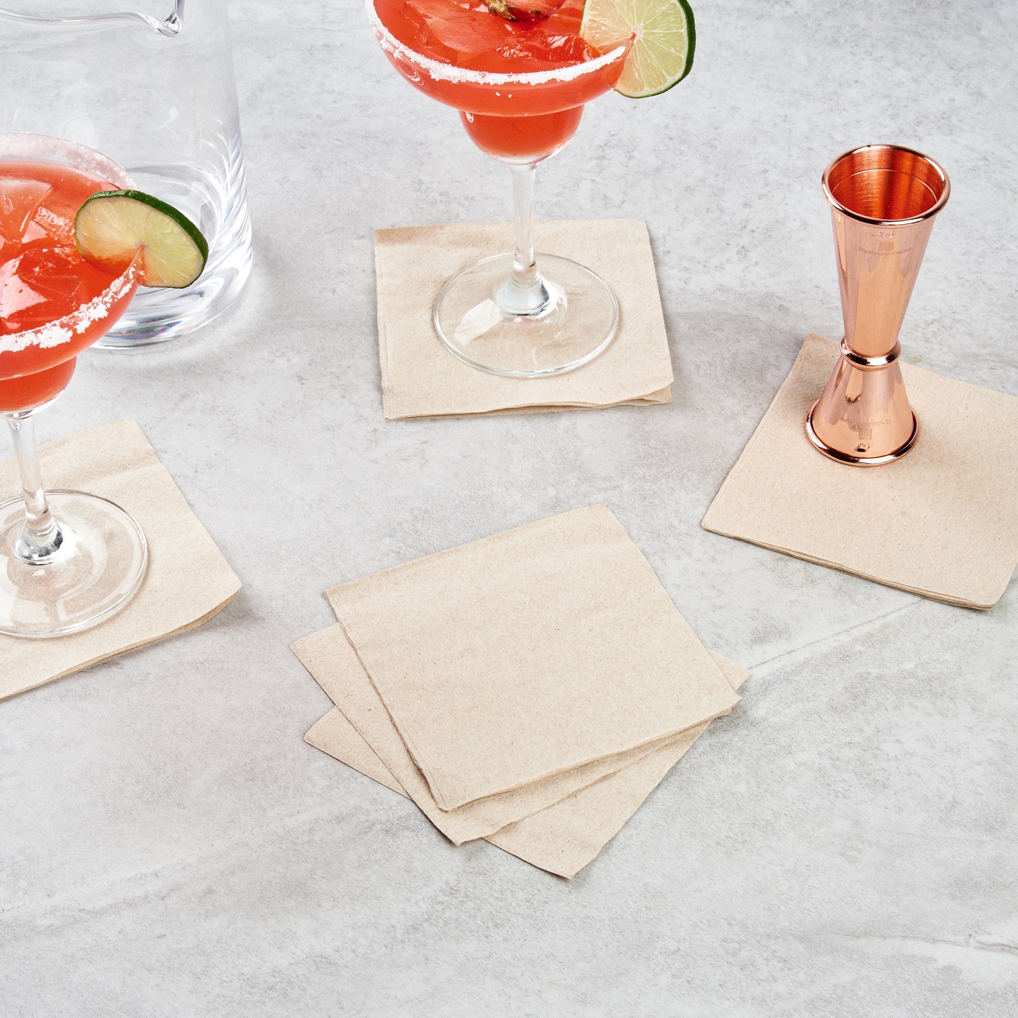 Saving Nature Square Kraft Paper Cocktail Napkin - 1-Ply - 9" x 9" - 500 count box