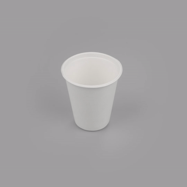 Pulp Safe No PFAS Added 8 oz White Sugarcane / Bagasse Cup - Home Compostable - 3 1/4" x 3 1/4" x 3 1/2" - 100 count box