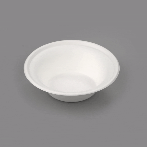 Pulp Safe No PFAS Added 12 oz Round White Sugarcane / Bagasse Bowl - Home Compostable - 6" x 6" x 1 3/4" - 100 count box