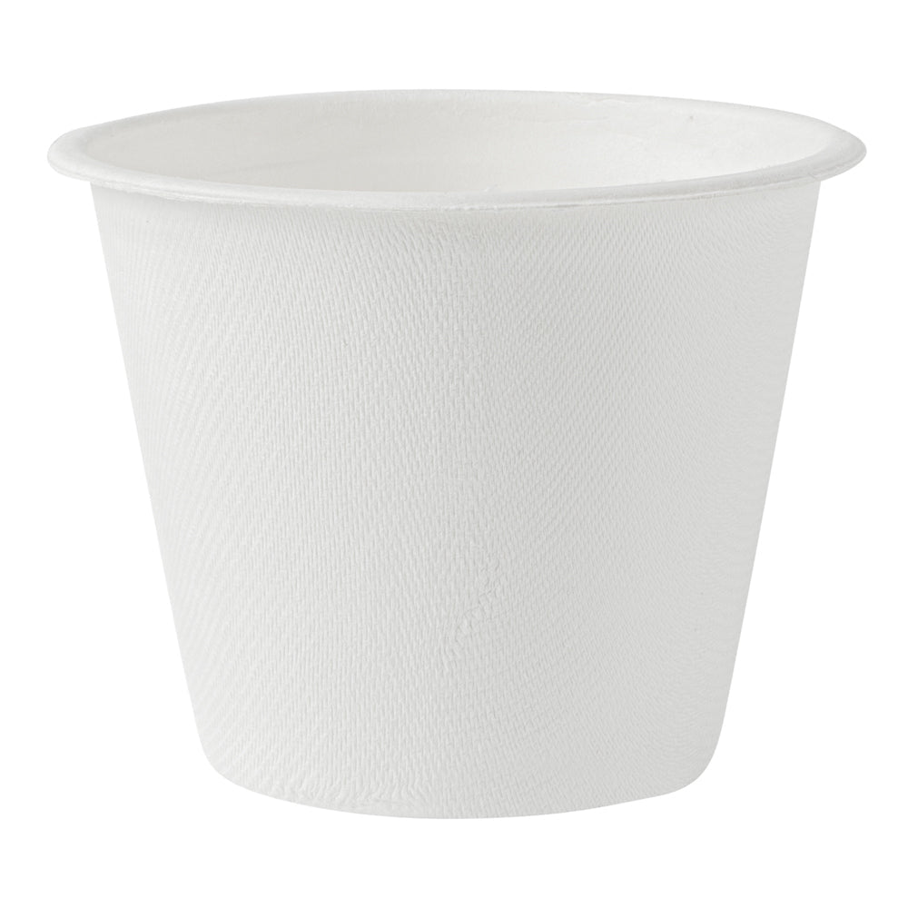 Pulp Safe No PFAS Added 15 oz Round White Sugarcane / Bagasse Soup Cup - Home Compostable - 4" x 4" x 3 1/4" - 100 count box
