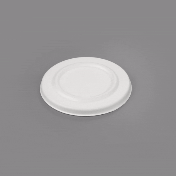 Pulp Safe No PFAS Added Round White Sugarcane / Bagasse Lid - Home Compostable, Fits 15 oz Soup Cup - 100 count box