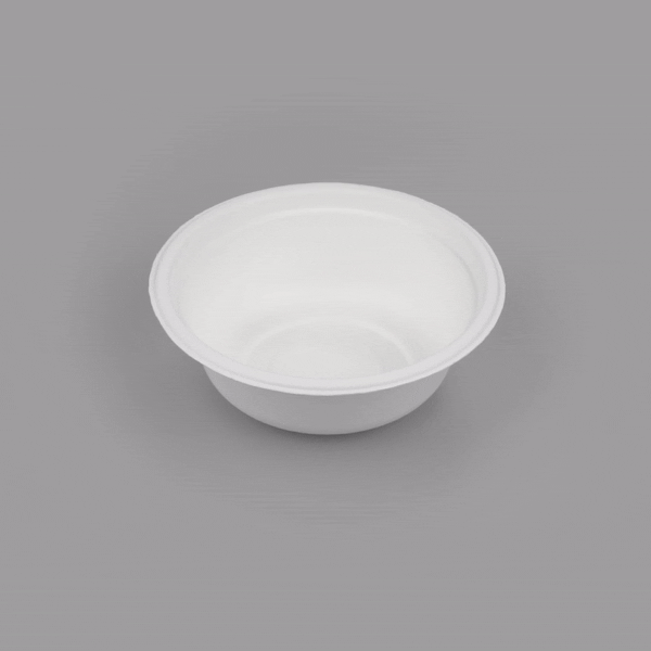 Pulp Safe No PFAS Added 18 oz Round White Sugarcane / Bagasse Salad Bowl - Home Compostable - 6 1/4" x 6 1/4" x 1 3/4" - 100 count box