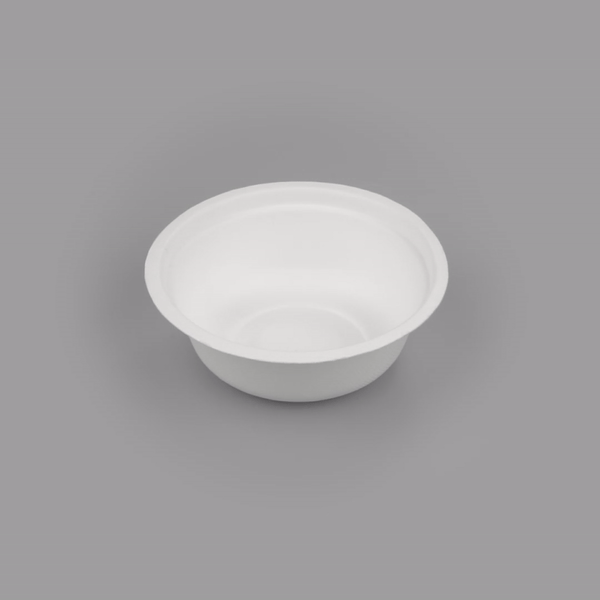 Pulp Safe No PFAS Added 12 oz Round White Sugarcane / Bagasse Salad Bowl - Home Compostable - 5 1/4" x 5 1/4" x 1 3/4" - 100 count box