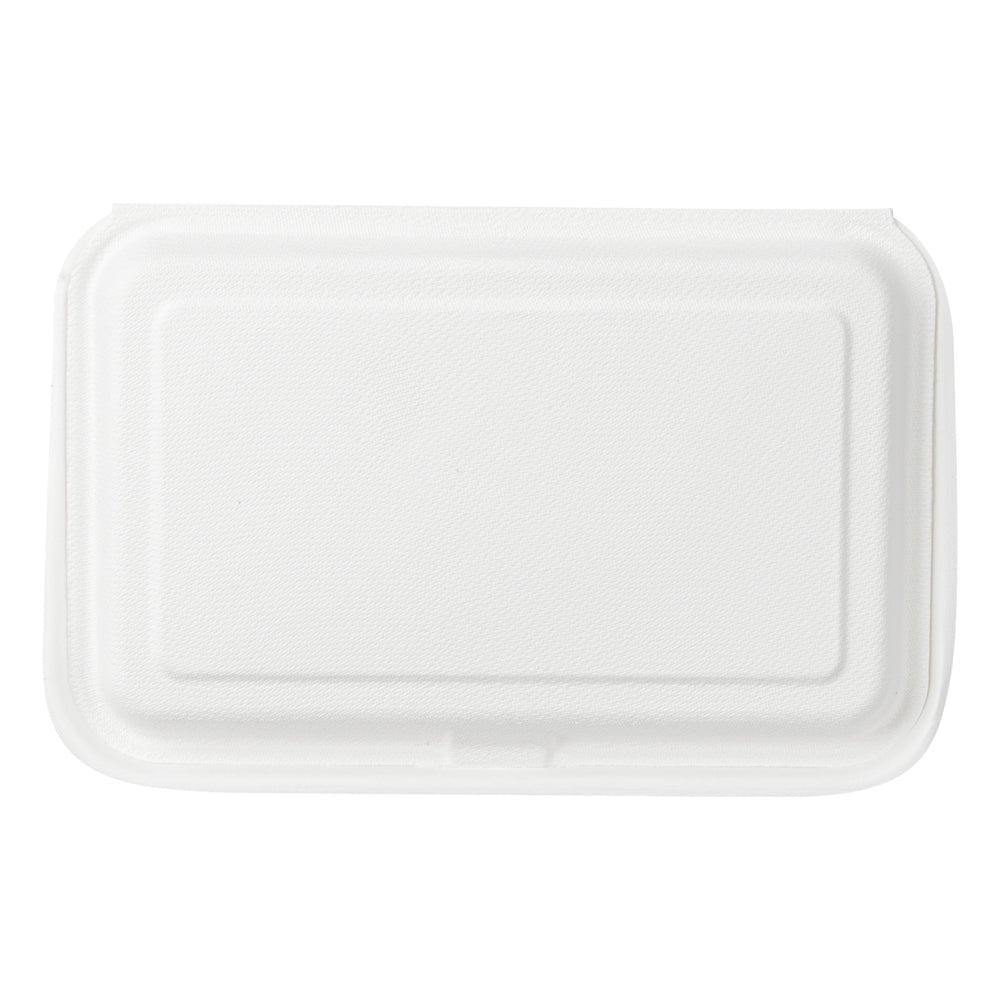 Pulp Safe No PFAS Added 34 oz Sugarcane / Bagasse Clamshell Container - Home Compostable, 2-Compartment - 9 1/2" x 6 1/4" - 100 count box