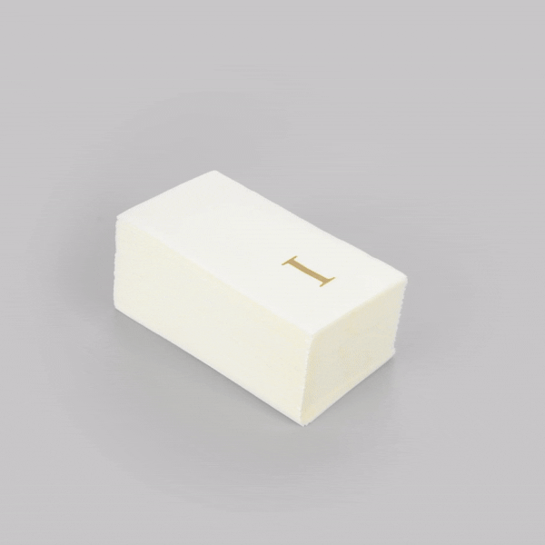 Luxenap Rectangle Gold Letter I White Paper Linen-Feel Guest Towel / Napkin - Air Laid, Sans Serif Font - 15 3/4" x 8" - 2000 count box