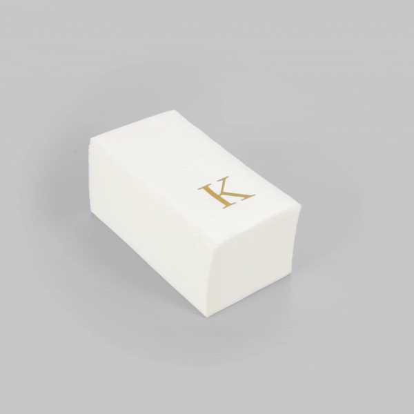 Luxenap Rectangle Gold Letter K White Paper Linen-Feel Guest Towel / Napkin - Air Laid, Sans Serif Font - 15 3/4" x 8" - 50 count box