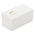 Luxenap Rectangle Gold Letter U White Paper Linen-Feel Guest Towel / Napkin - Air Laid, Sans Serif Font - 15 3/4" x 8" - 2000 count box