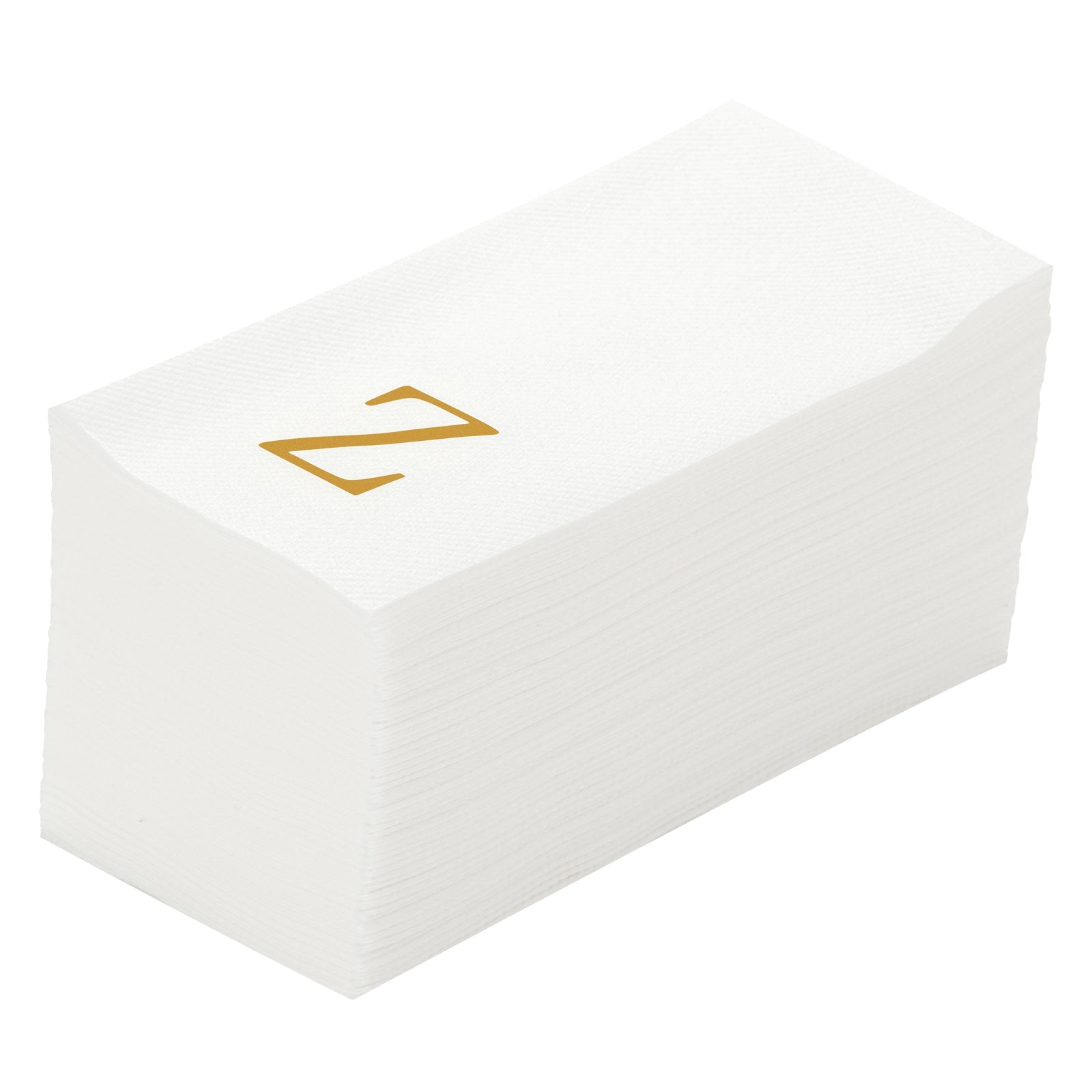 Luxenap Rectangle Gold Letter Z White Paper Linen-Feel Guest Towel / Napkin - Air Laid, Sans Serif Font - 15 3/4" x 8" - 2000 count box
