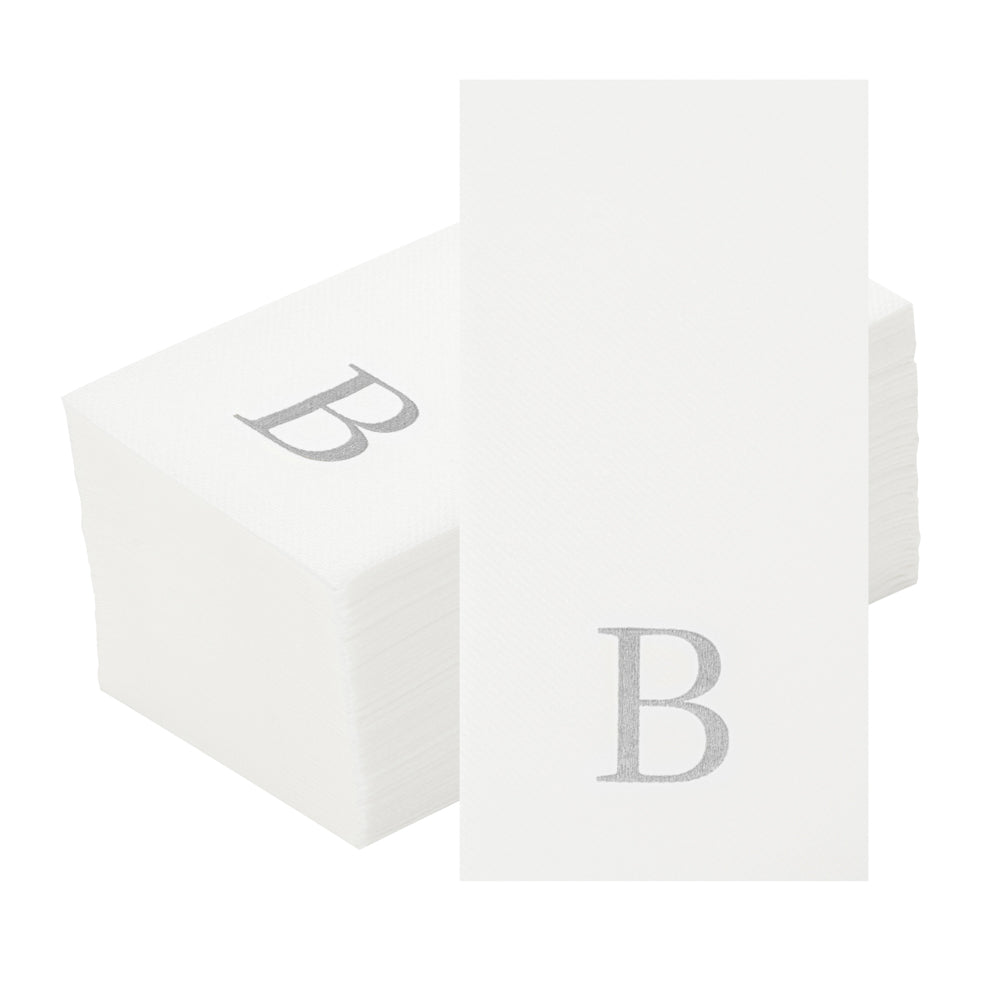 Luxenap Rectangle Silver Letter B White Paper Linen-Feel Guest Towel / Napkin - Air Laid, Sans Serif Font - 15 3/4" x 8" - 2000 count box