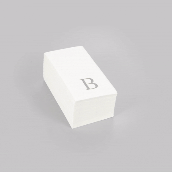 Luxenap Rectangle Silver Letter B White Paper Linen-Feel Guest Towel / Napkin - Air Laid, Sans Serif Font - 15 3/4" x 8" - 2000 count box