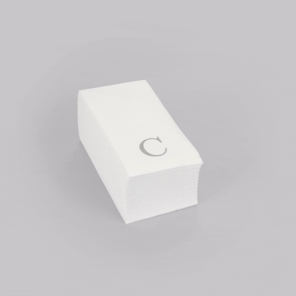 Luxenap Rectangle Silver Letter C White Paper Linen-Feel Guest Towel / Napkin - Air Laid, Sans Serif Font - 15 3/4" x 8" - 2000 count box