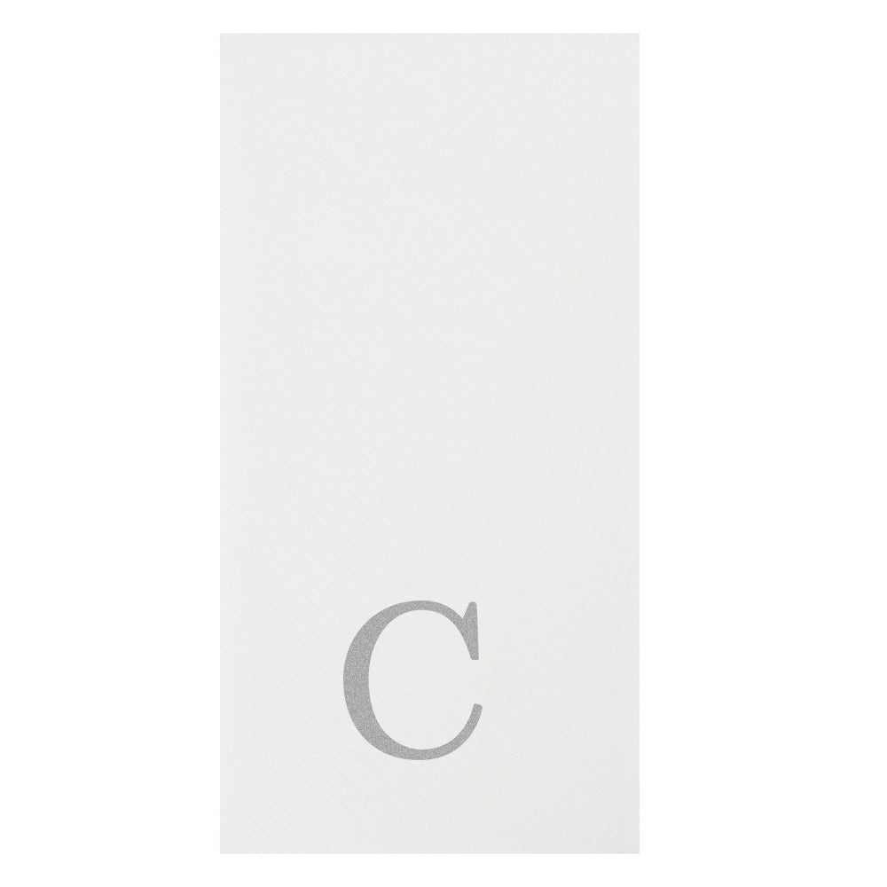 Luxenap Rectangle Silver Letter C White Paper Linen-Feel Guest Towel / Napkin - Air Laid, Sans Serif Font - 15 3/4" x 8" - 2000 count box