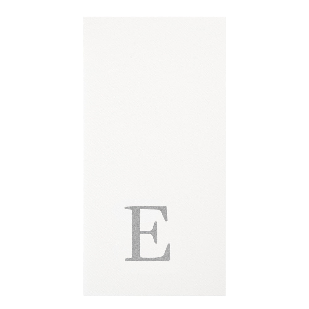 Luxenap Rectangle Silver Letter E White Paper Linen-Feel Guest Towel / Napkin - Air Laid, Sans Serif Font - 15 3/4" x 8" - 50 count box