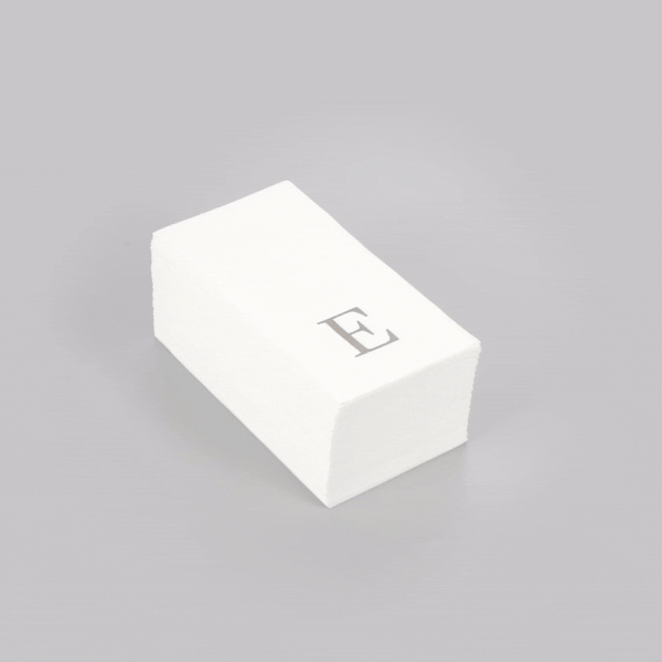 Luxenap Rectangle Silver Letter E White Paper Linen-Feel Guest Towel / Napkin - Air Laid, Sans Serif Font - 15 3/4" x 8" - 2000 count box